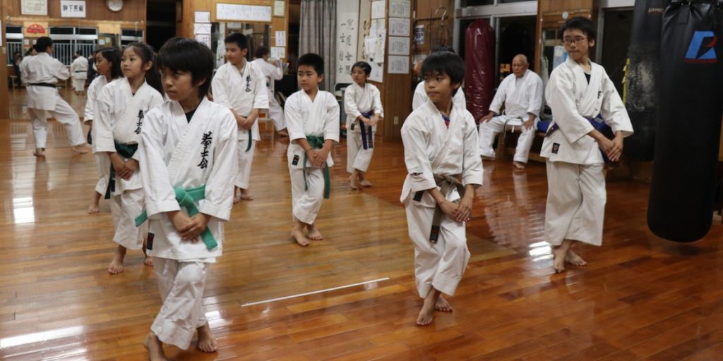 Children training at the Shorin-Ryu Kenshikai Sohombu dojo