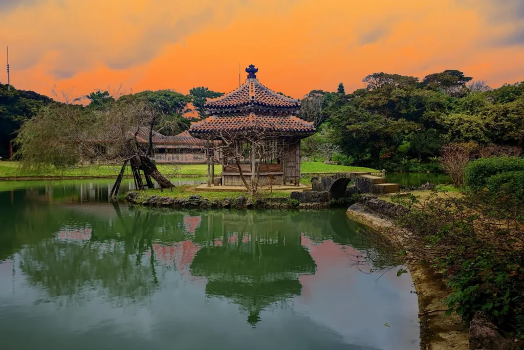 Shikinaen Royal Garden at sunset
